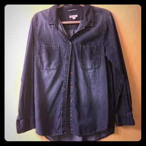 100% cotton dark blue chambray shirt